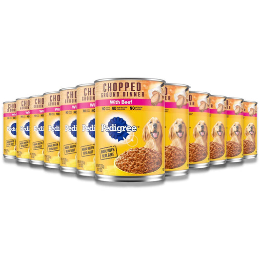 Pedigree - Chopped Ground Dinner Adult Canned Soft Wet Dog Food with Beef - 13.2 Oz Cans - 12 Pack