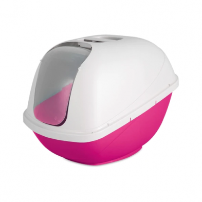 Petmate - Basic Hooded Litter Pan Pink & Pearl White Large