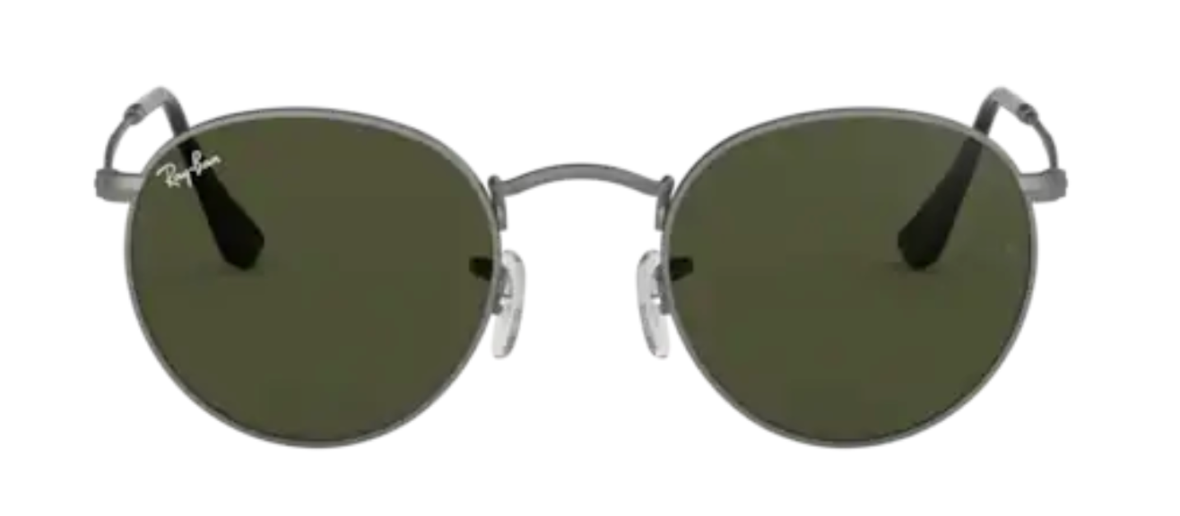 Ray Ban 3447 classic trendy modern unisex hipster thin round metal sunglasses male female gunmetal silver g15 green lens uv400 protection