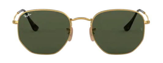 ray ban 3548 hexagonal optical prescription eyewear sunglasses retro classic funky hipster cool stylish unisex gold g15 green lens