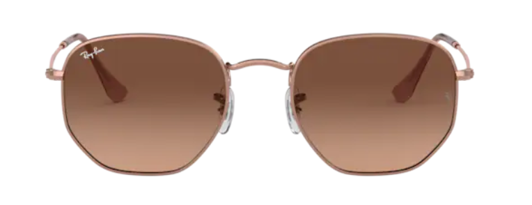 ray ban 3548 hexagonal optical prescription eyewear sunglasses retro classic funky hipster cool stylish unisex uv400 copper gradient brown lens