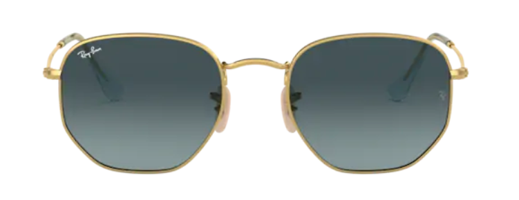 ray ban 3548 hexagonal optical prescription eyewear sunglasses retro classic funky hipster cool stylish unisex uv400 gold gradient blue lens