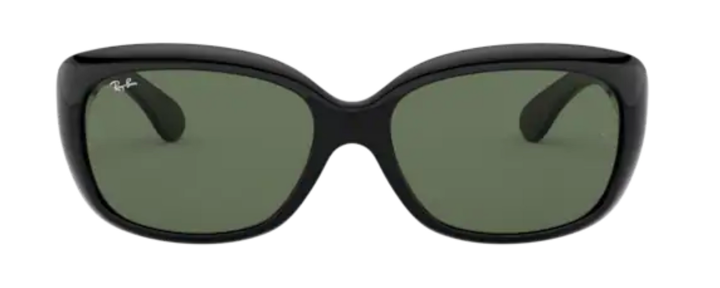 ray ban 4101 jackie ohh optical prescription eyewear sunglasses classic traditional retro cat eye trendy fashionable ladies women elegant uv400 protection shiny black g15 green lens