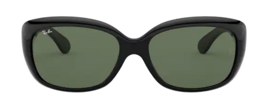 ray ban 4101 jackie ohh optical prescription eyewear sunglasses classic traditional retro cat eye trendy fashionable ladies women elegant uv400 protection shiny black g15 green lens